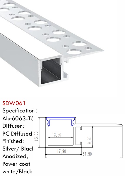 Trimless Plaster-in Mud-in Drywall led channel