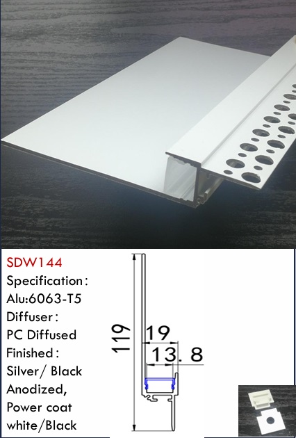 5/8inch plaster-in Mud-in Drywall led channel