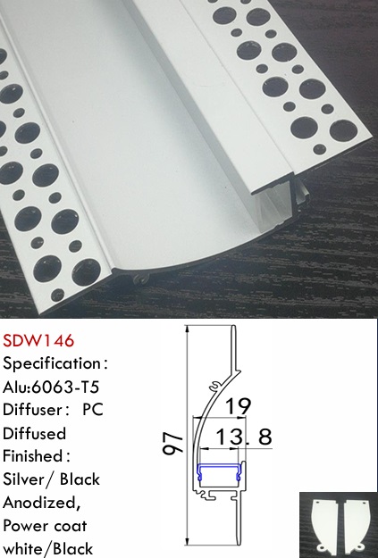 5/8inch plaster-in Mud-in Drywall led channel