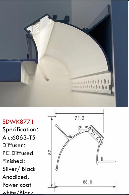 Trimless Plaster-in Mud-in Drywall led channel