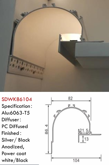 Trimless Plaster-in Mud-in Drywall led channel