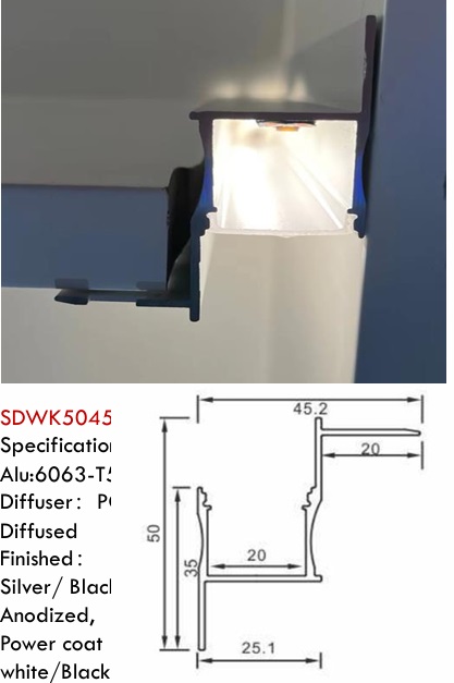 Trimless Plaster-in Mud-in Drywall led channel