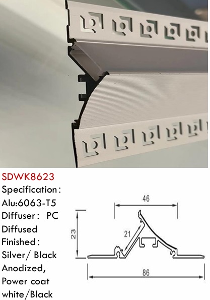 Trimless Plaster-in Mud-in Drywall led channel