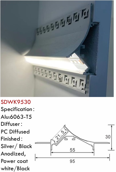 Trimless Plaster-in Mud-in Drywall led channel