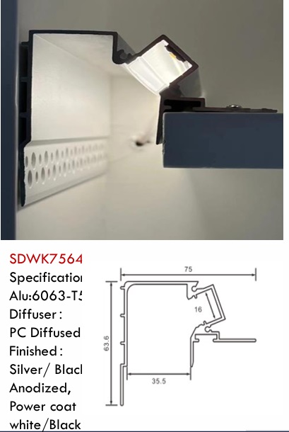 Trimless Plaster-in Mud-in Drywall led channel